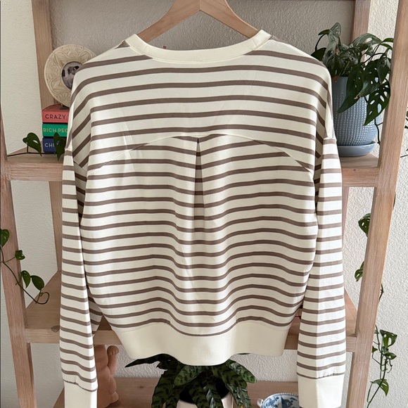 Spanx Air Essentials Striped Brown and Cream Sweatshirt - Picture 6 of 6